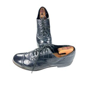 Stacy Adams Vintage 80's Mens Size 10.5 EE Black Leather Cap Toe Dress Shoes